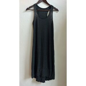 Eileen Fisher Maxi Tank Midi Dress XS 100% Linen Jersey Resort Beach Striped